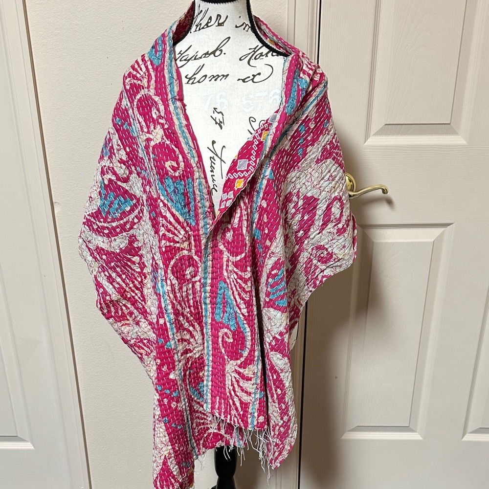 Colorful Reversible Kantha Scarf - Picture 3 of 3